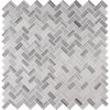 Msi Bergamo Herringbone SAMPLE Polished Marble Mesh-Mounted Mosaic Tile ZOR-MD-0432-SAM